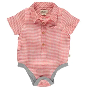 Helford Apricot Plaid Collared s/s Onesie