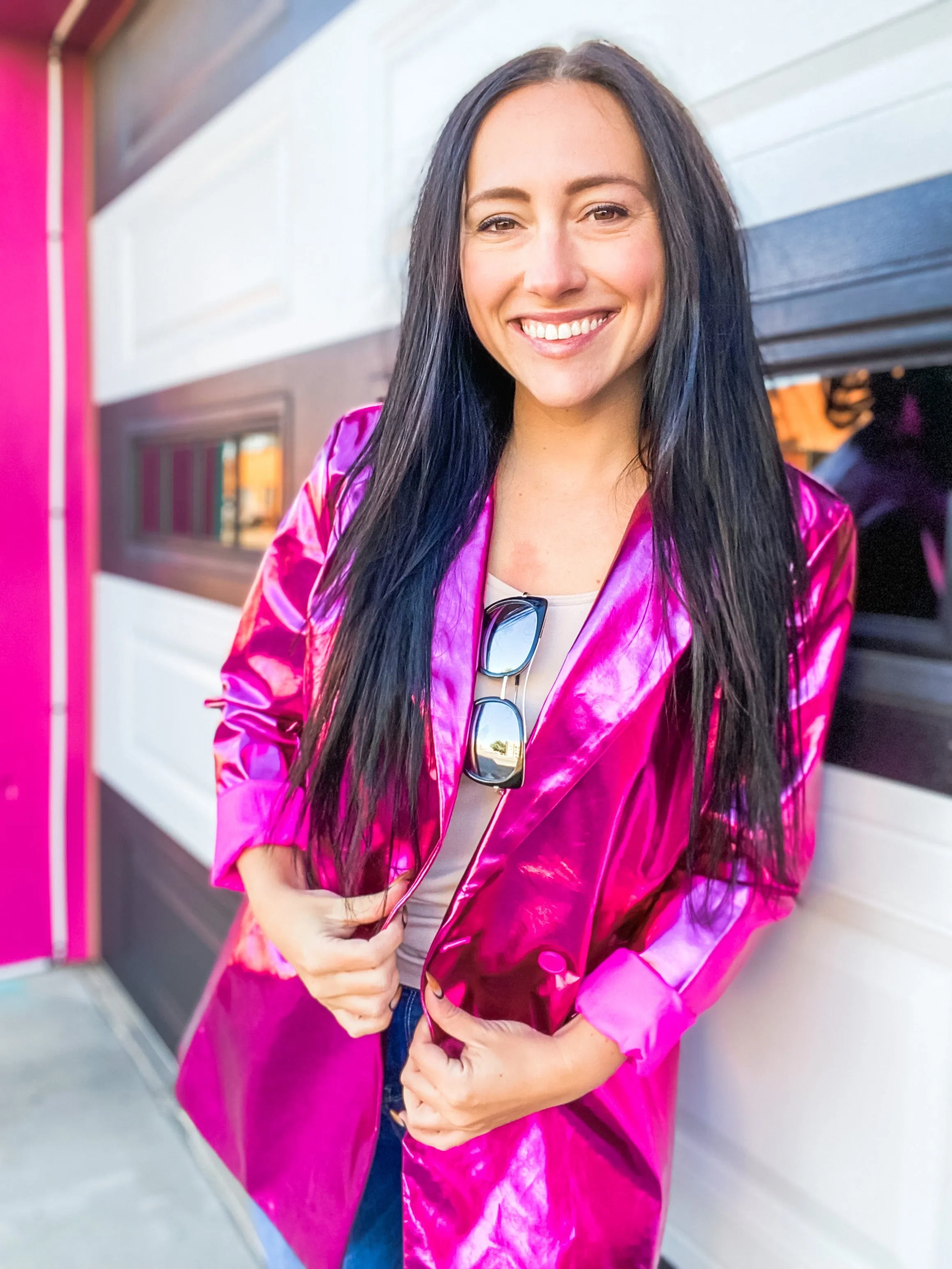 Hot Pink Metallic Blazer