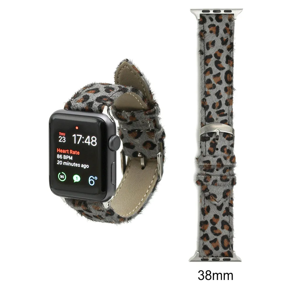 iLLASPARKZ Genuine Leather Leopard Apple Watch Band