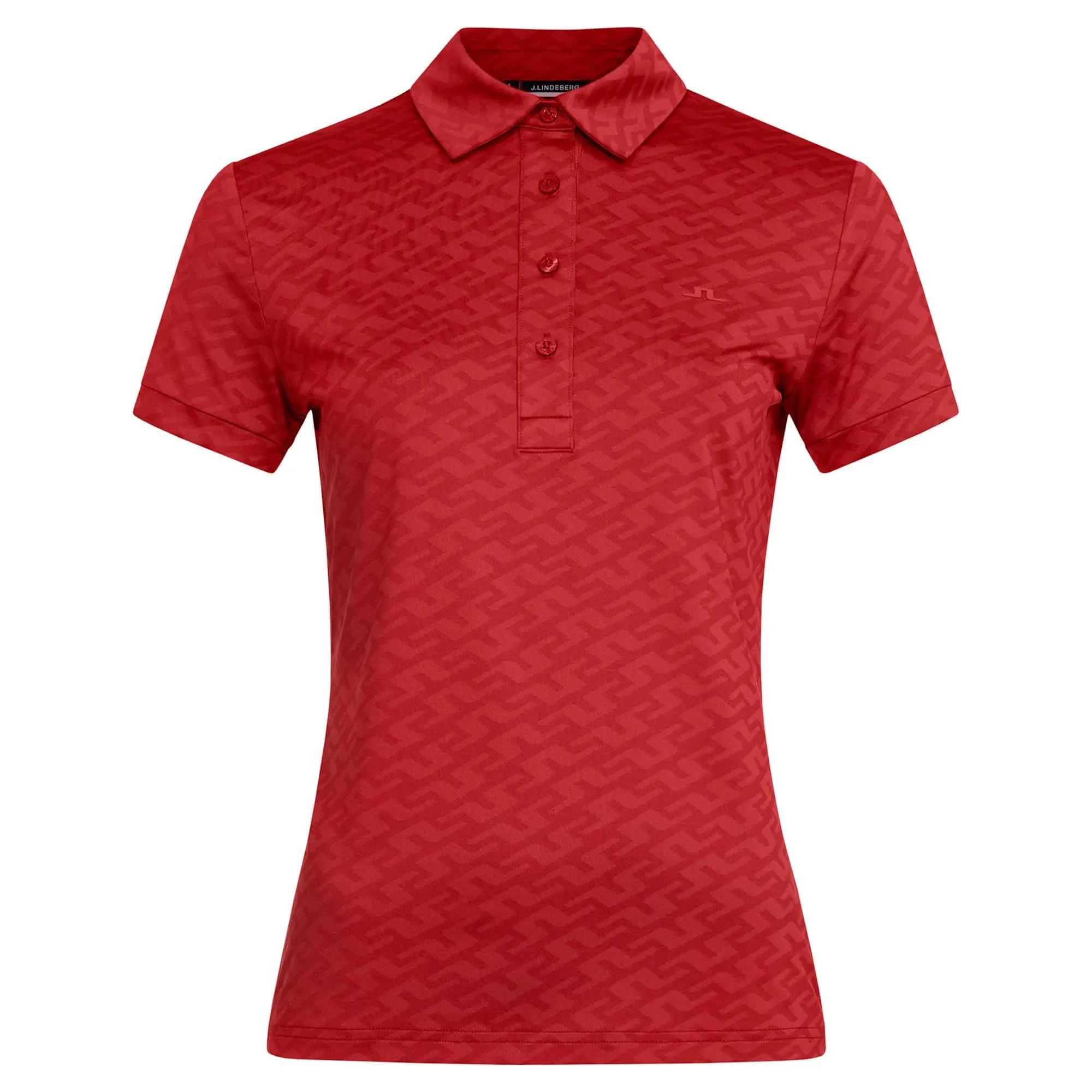 J Lindeberg Alaya Jacquard Ladies Golf Polo Shirt Ketchup Bridge Monogram