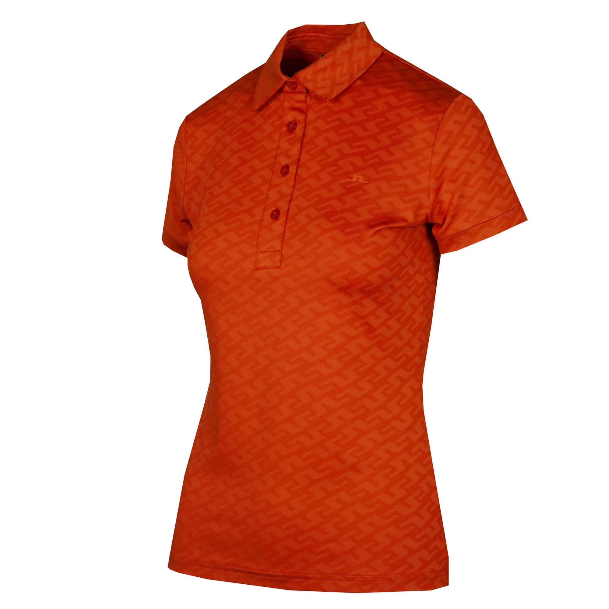 J Lindeberg Alaya Jacquard Ladies Golf Polo Shirt Ketchup Bridge Monogram