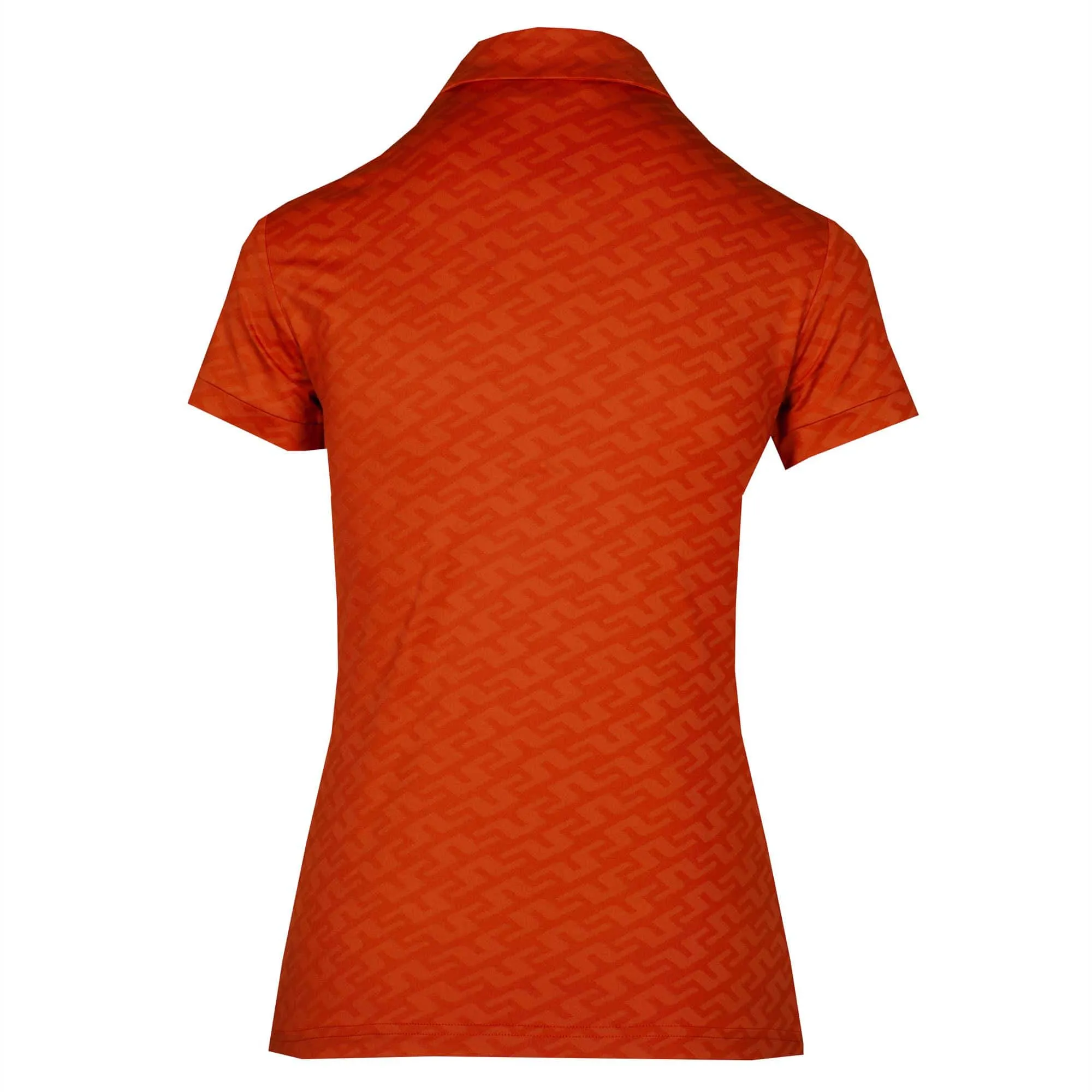 J Lindeberg Alaya Jacquard Ladies Golf Polo Shirt Ketchup Bridge Monogram