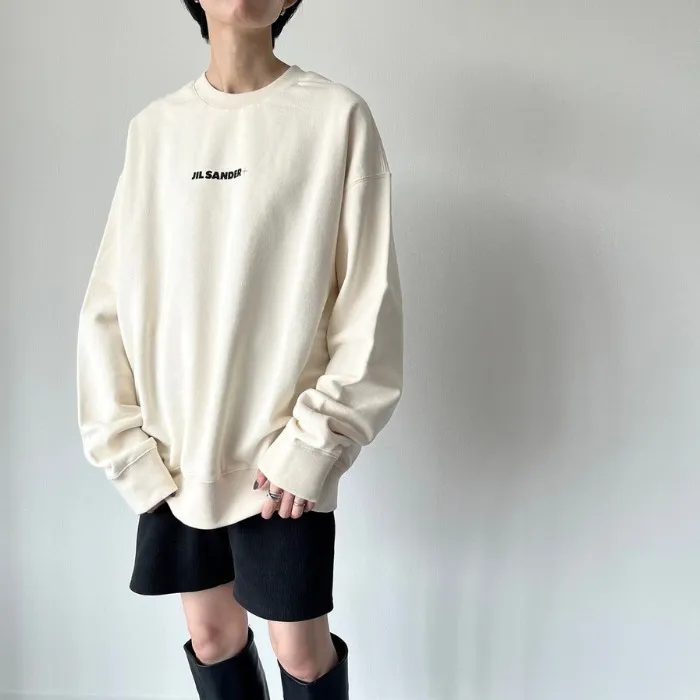 Jil Sander  |Crew Neck Long Sleeves Plain Cotton Logo