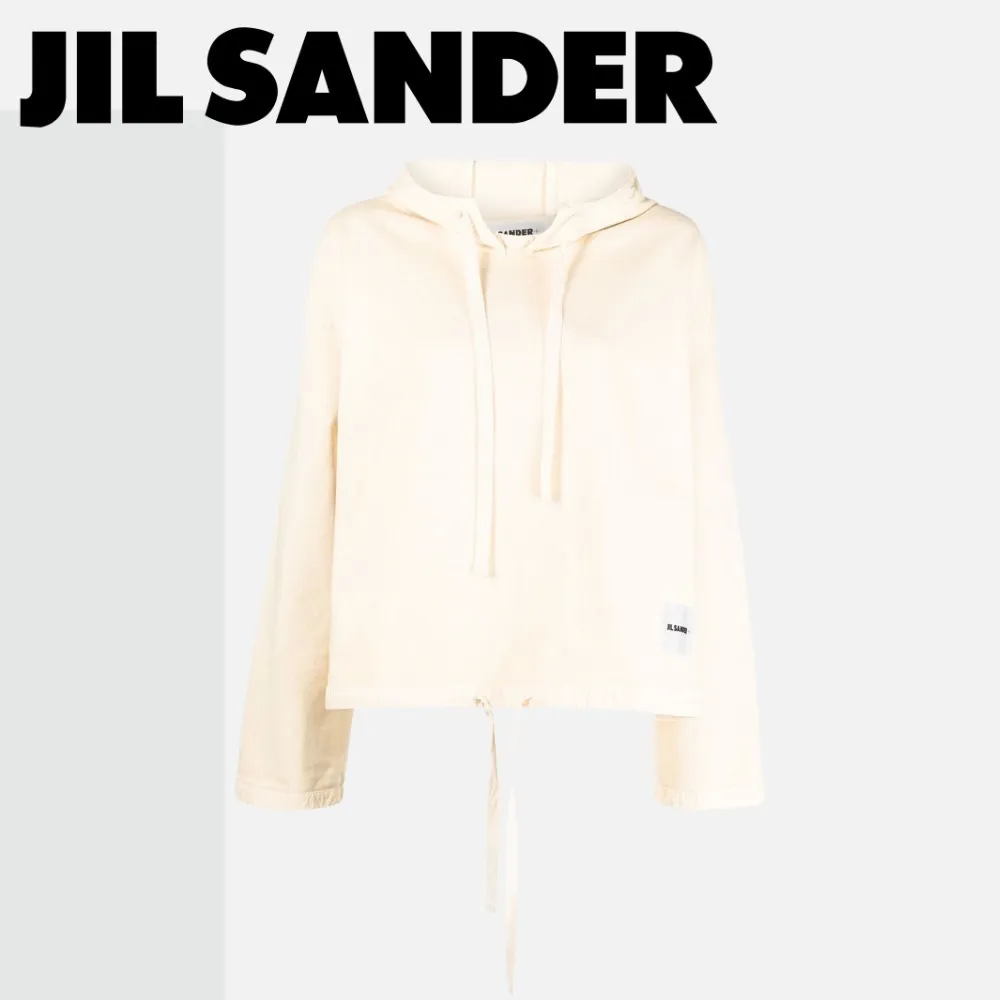 Jil Sander  |Long Sleeves Plain Cotton Logo Hoodies & Sweatshirts