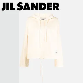 Jil Sander  |Long Sleeves Plain Cotton Logo Hoodies & Sweatshirts