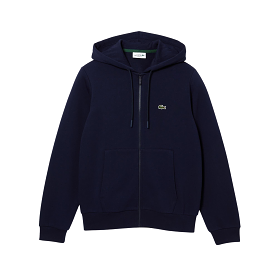 Lacoste Kangaroo Pocket Fleece Zipped Sweatshirt (Navy)