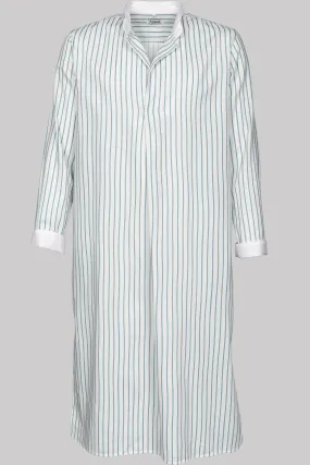 LONG-NIGHT-SHIRT AQUA-Offwhite-white 100% COTTON Herringbone-light Thin-Stripes digital-print