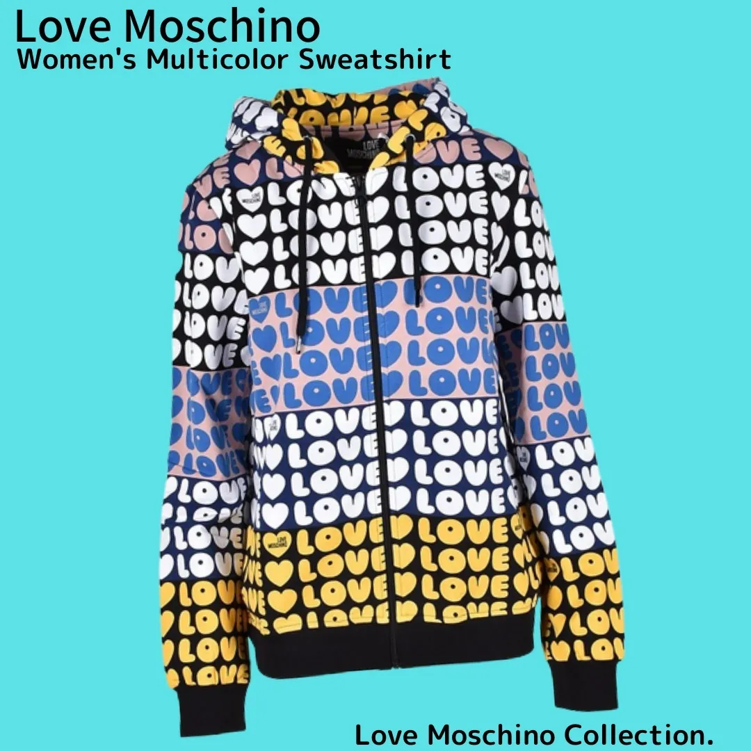 Love Moschino  |Heart Long Sleeves Cotton Medium Logo Hoodies & Sweatshirts