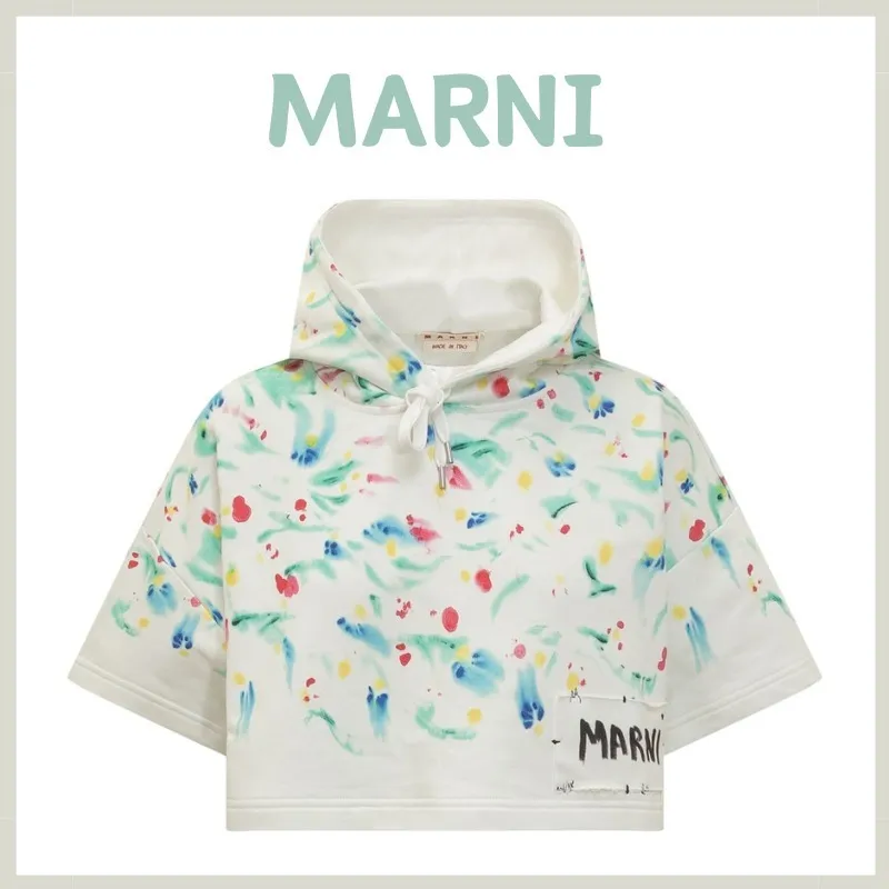 MARNI  |Flower Patterns Cotton Short Sleeves Logo