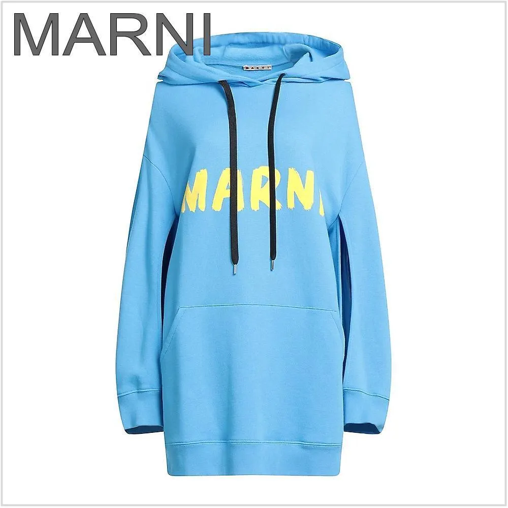 MARNI  |Street Style Long Sleeves Cotton Logo Hoodies & Sweatshirts