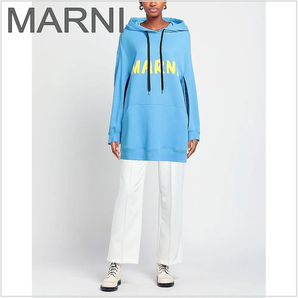 MARNI  |Street Style Long Sleeves Cotton Logo Hoodies & Sweatshirts