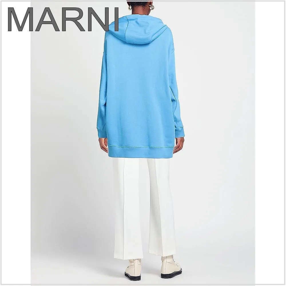 MARNI  |Street Style Long Sleeves Cotton Logo Hoodies & Sweatshirts