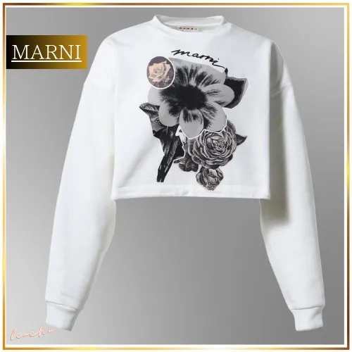 MARNI  |Street Style Long Sleeves Plain Cotton Hoodies & Sweatshirts