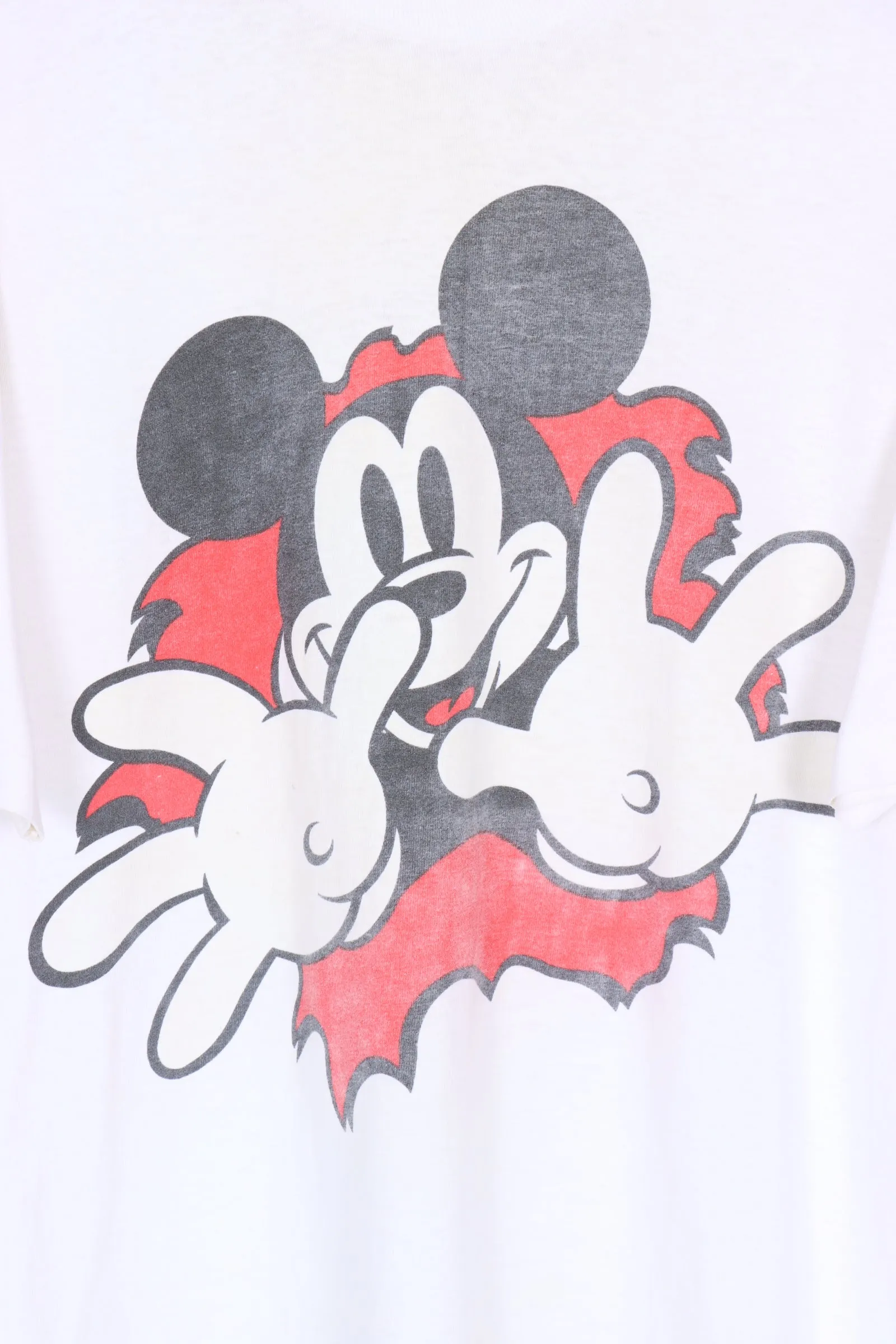 MICKEY MOUSE DISNEY Red & Black Cartoon Tee USA Made (XL)