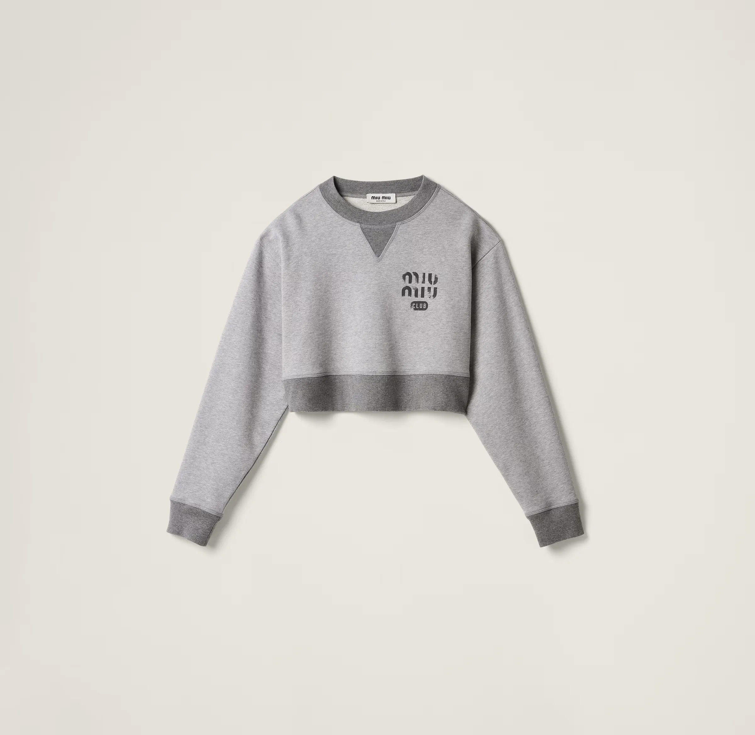 MiuMiu  |Crew Neck Long Sleeves Cotton Logo Hoodies & Sweatshirts