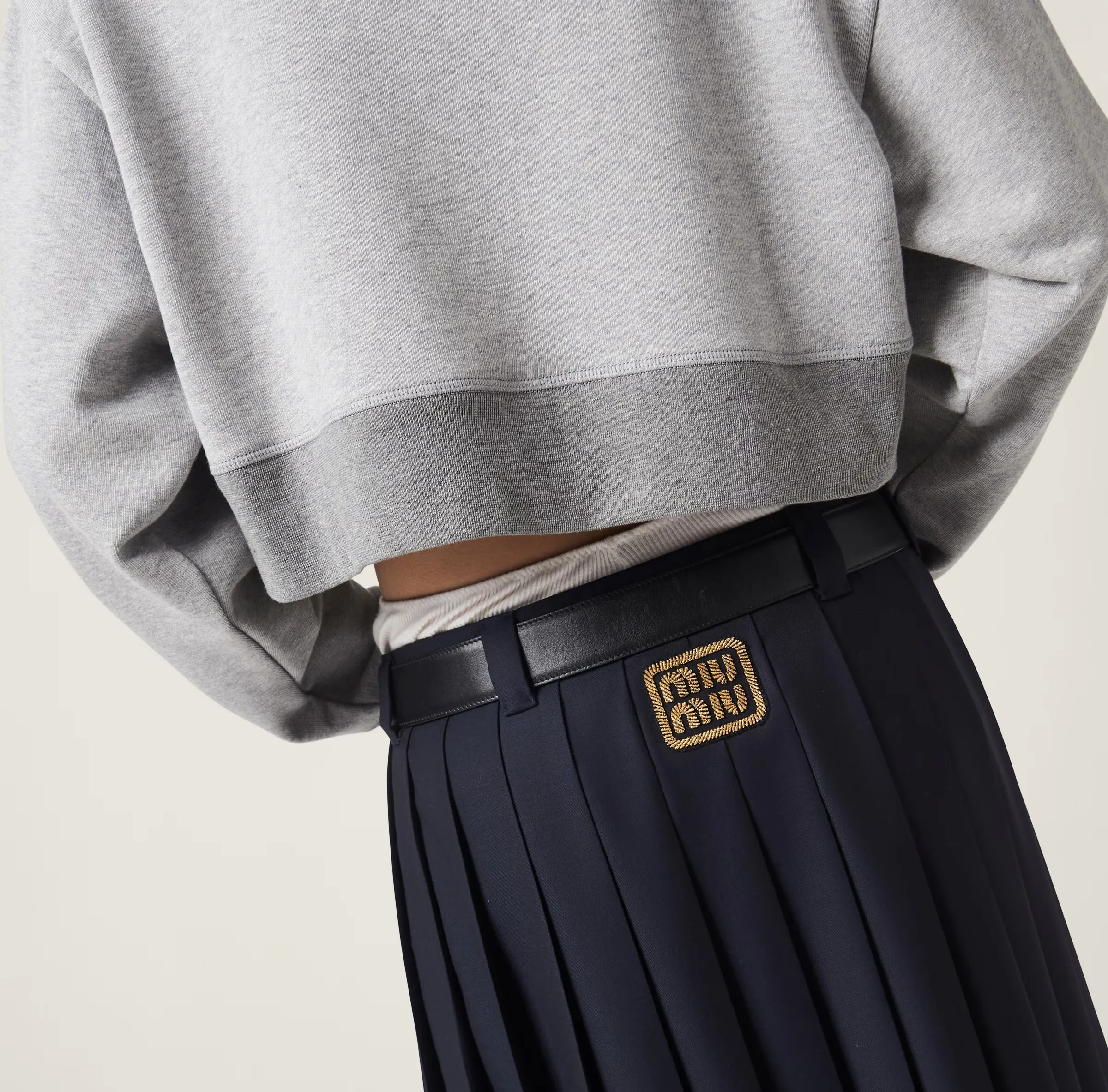 MiuMiu  |Crew Neck Long Sleeves Cotton Logo Hoodies & Sweatshirts