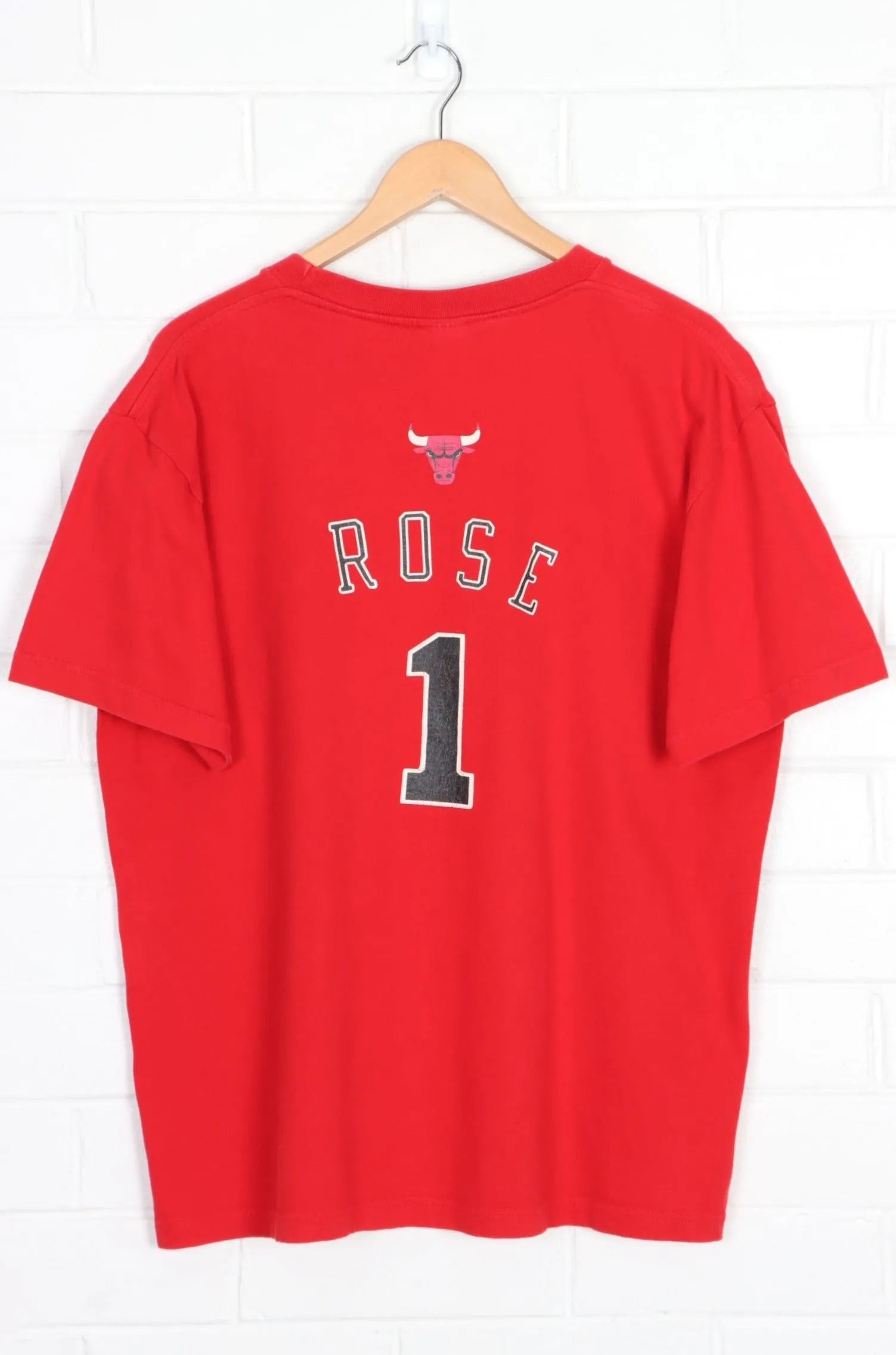 NBA Chicago Bulls #1 Derrick Rose Front Back T-Shirt (L-XL)