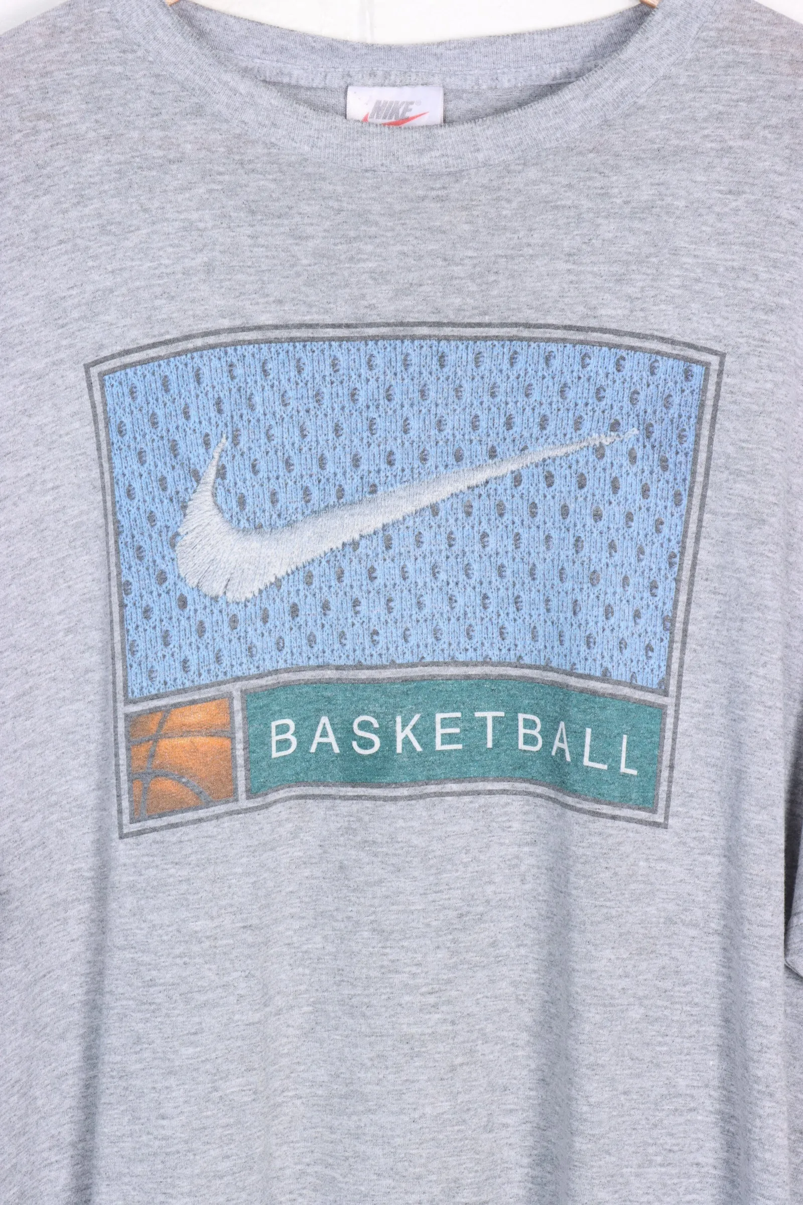 NIKE Basketball Blue & Grey Swoosh USA Made Tee (XL)