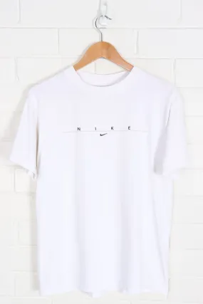 NIKE Centre Swoosh Embroidered White Tee (S-M)