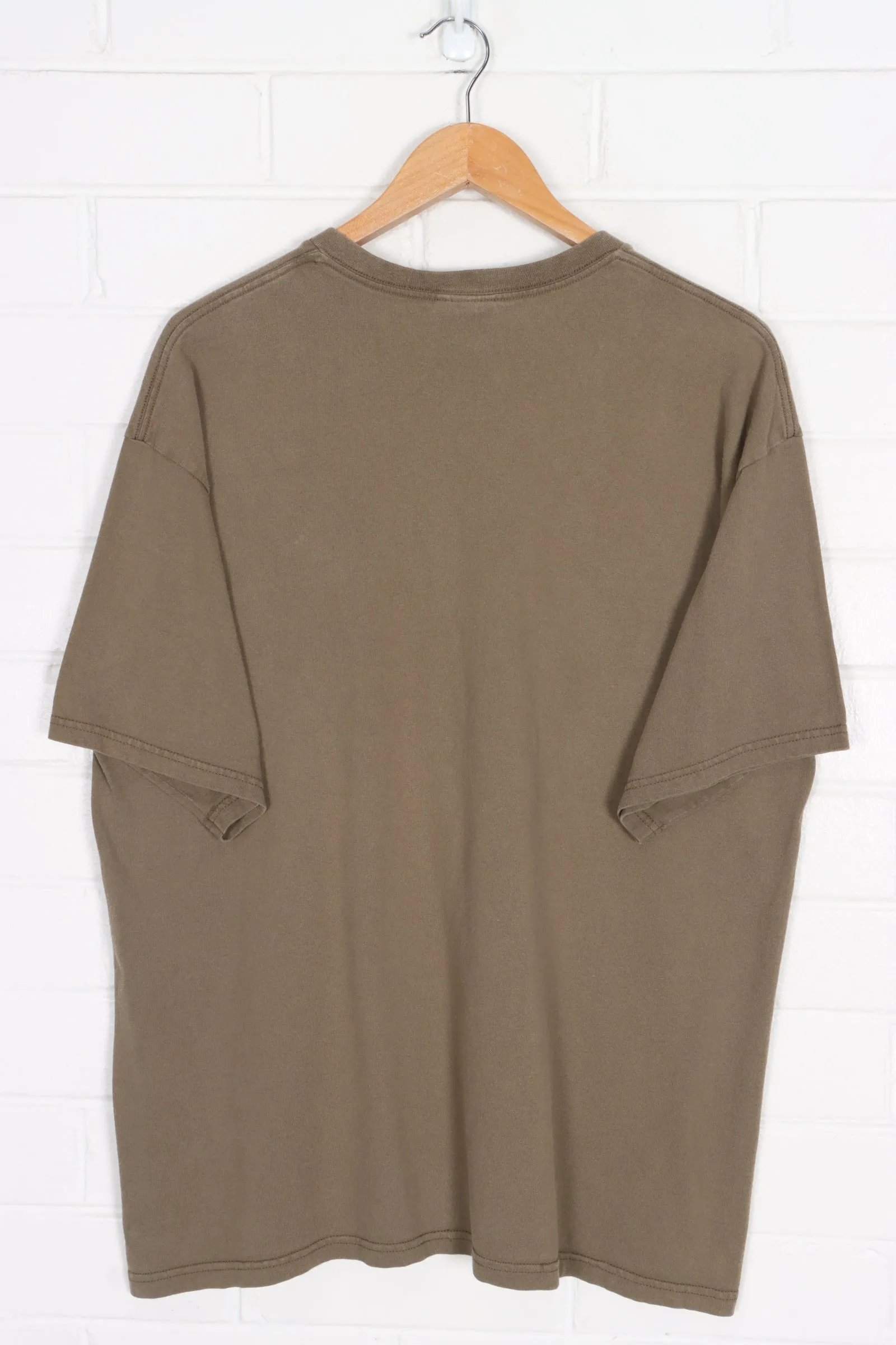 NIKE Embroidered Spell Out Logo Olive Brown T-Shirt (XL)