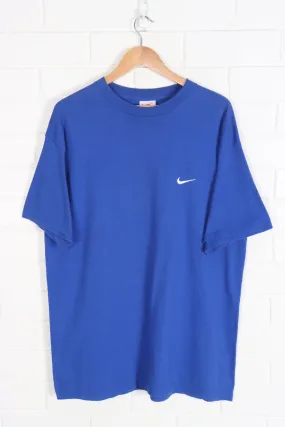 NIKE Embroidered Swoosh Royal Blue T-Shirt USA Made (L-XL)