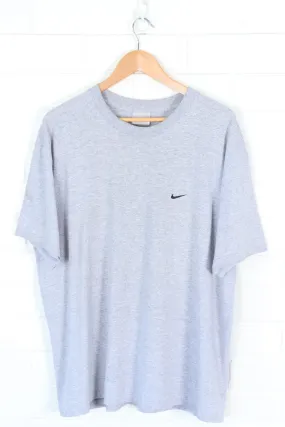 NIKE Grey & Black Embroidered Swoosh Tee (XL)