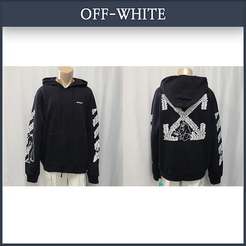 Off-White  |Unisex Street Style Logo Hoodies