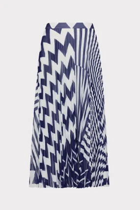 Otha Patchwork Chevron Pleated Skirt