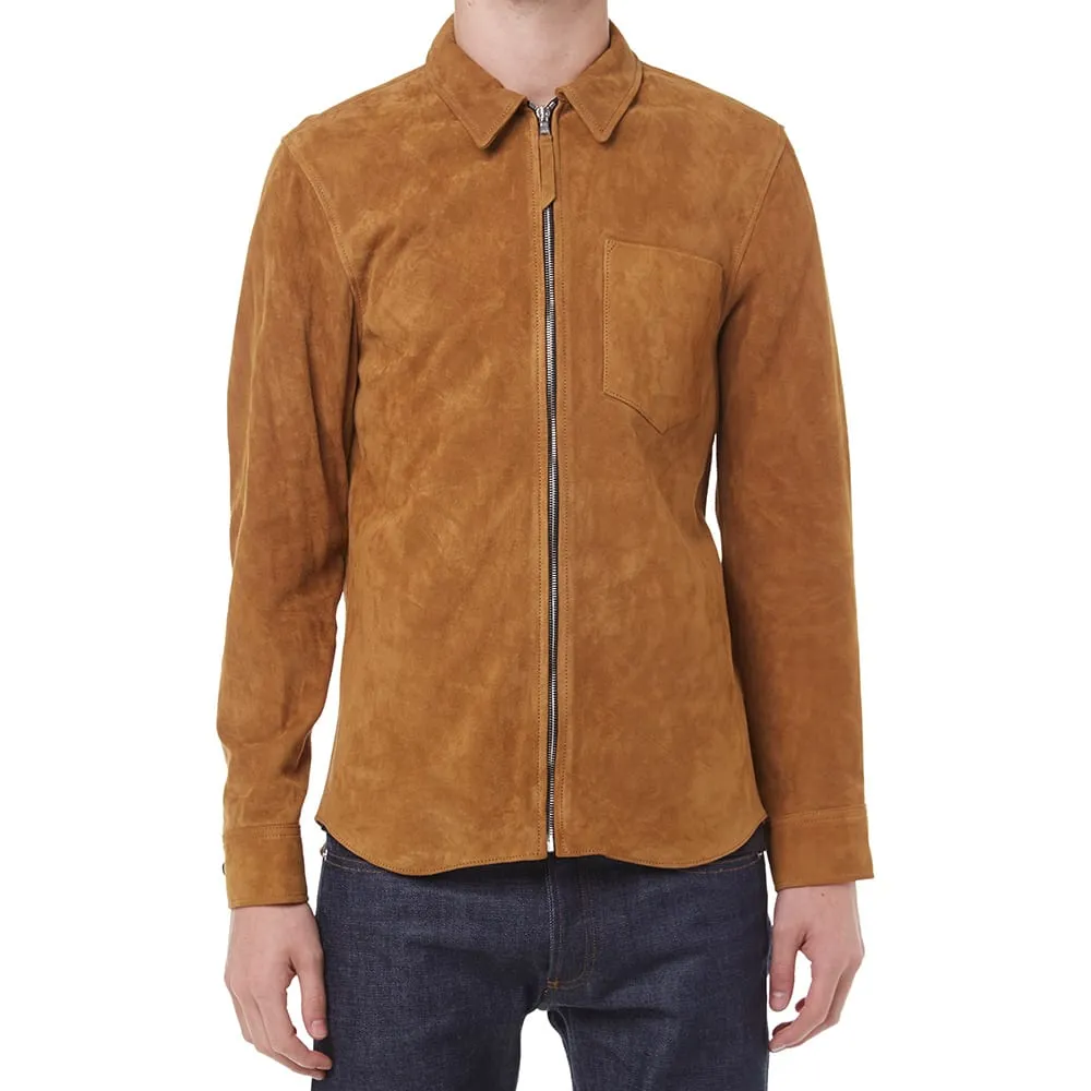 Our Legacy Suede Zip Shirt Jacket - END. ExclusiveCamel