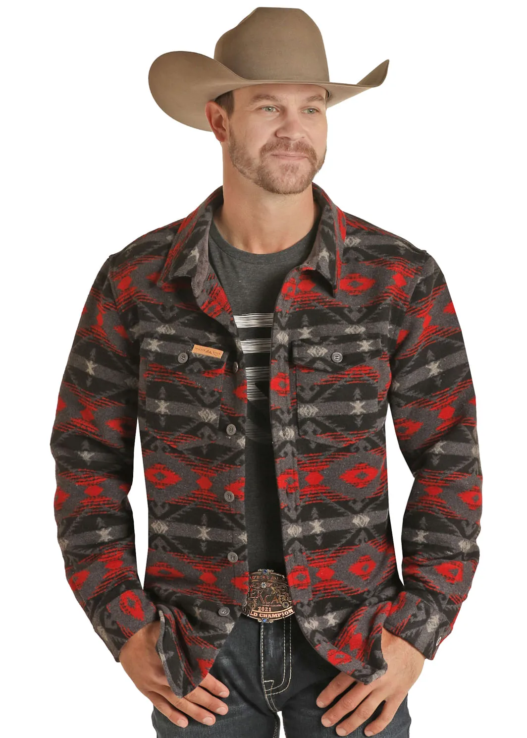 Panhandle Slim Mens Aztec Print  Wool Shirt Jacket