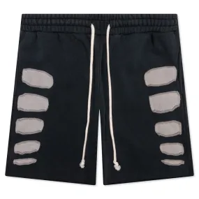 Patchwork Moto Short - Washed Black