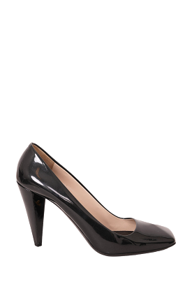 Prada Black Patent Leather Square Toe Pumps Size 41