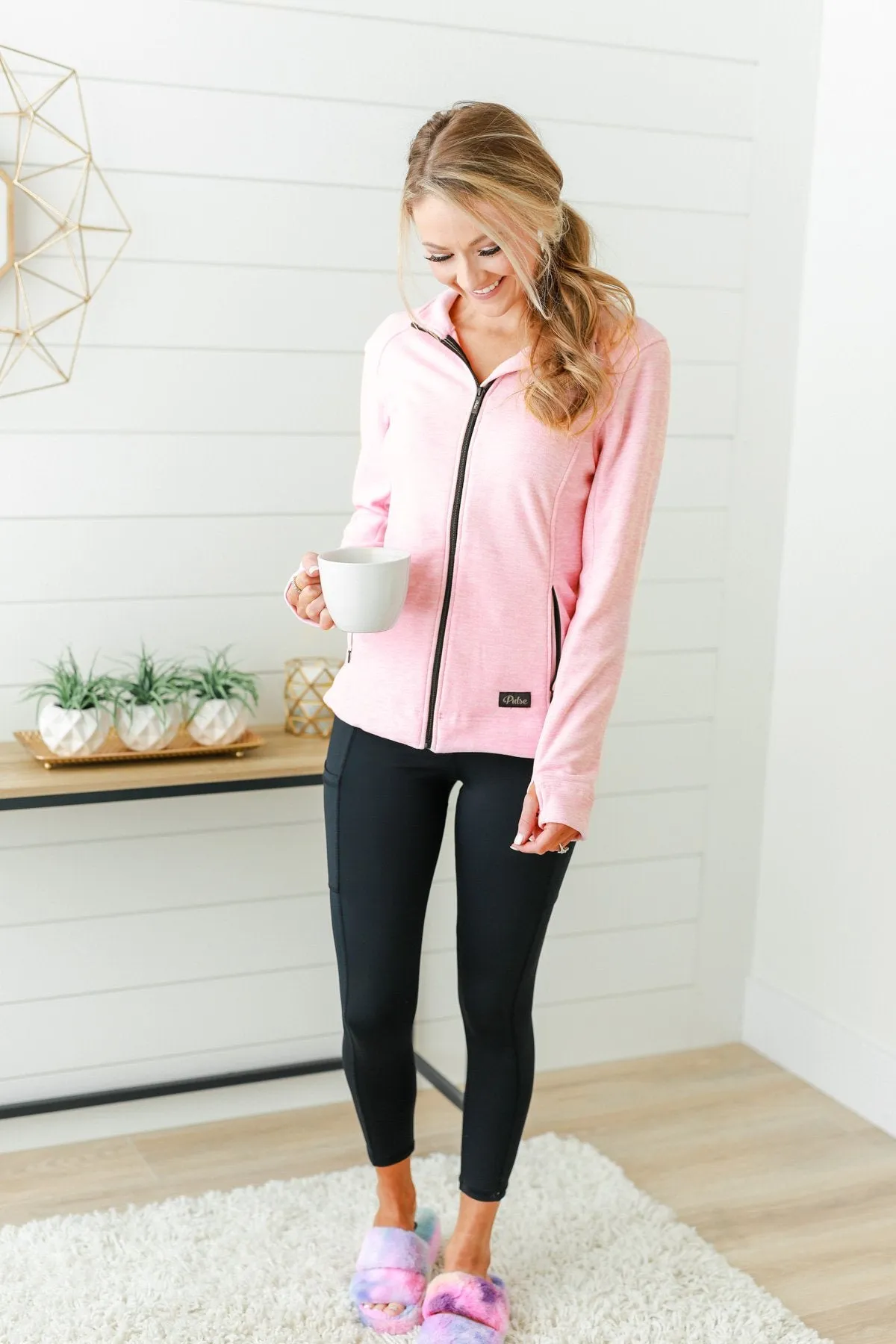 Pulse Exclusive Zip Up Athleisure Jacket- Baby Pink