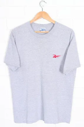 REEBOK Embroidered Red Logo Grey Marle Single Stitch T-Shirt USA Made (L)