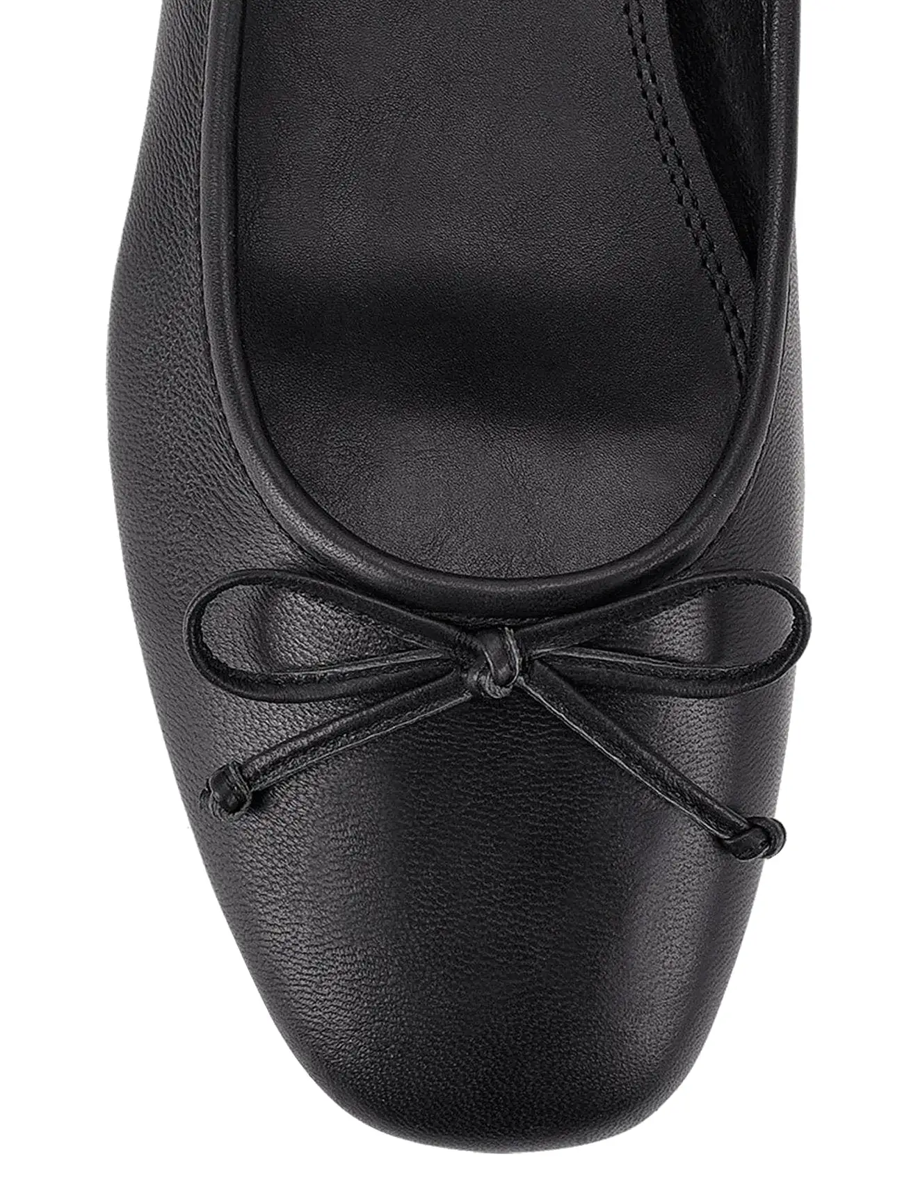 Regina Square Toe Ballet Flats - Black Leather