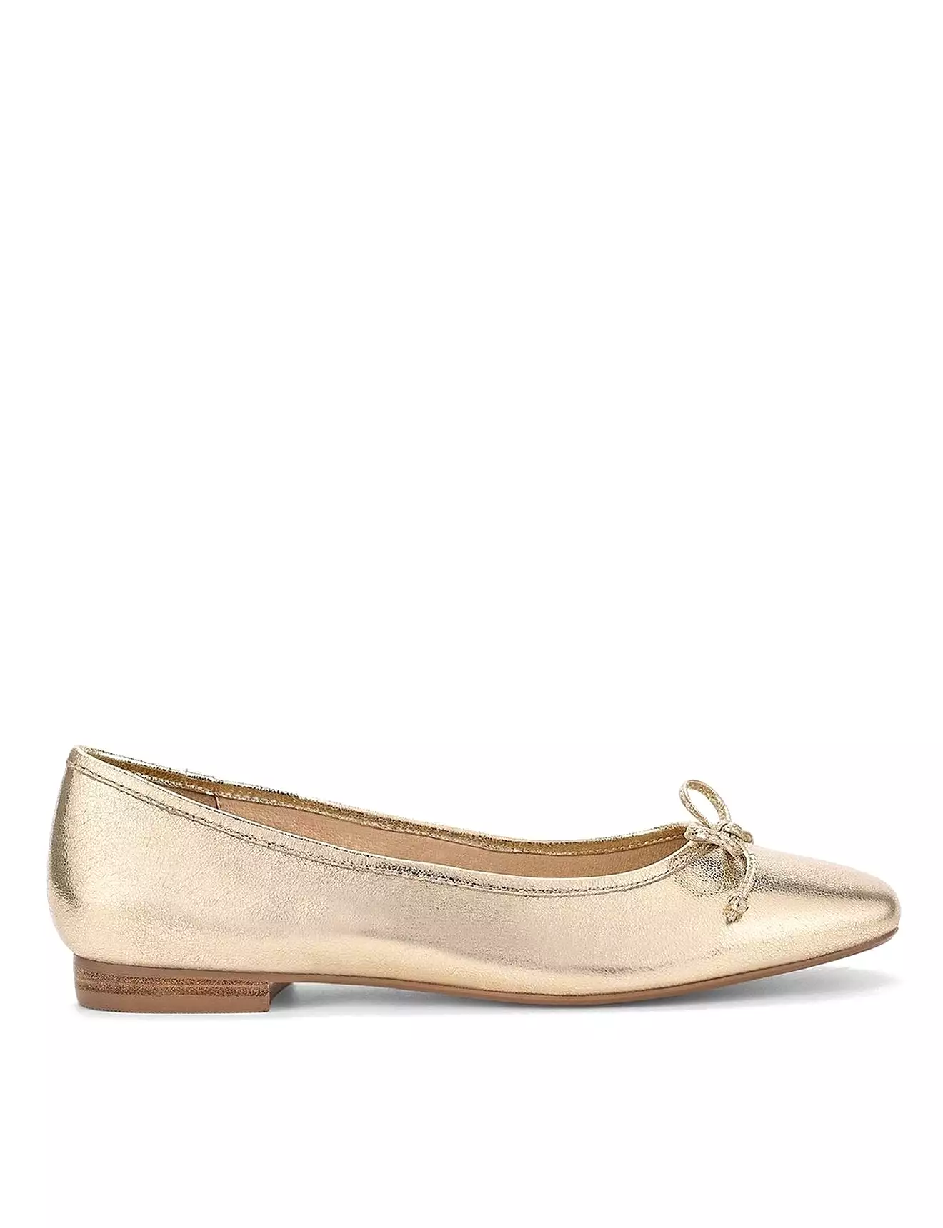 Regina Square Toe Ballet Flats - Gold Leather