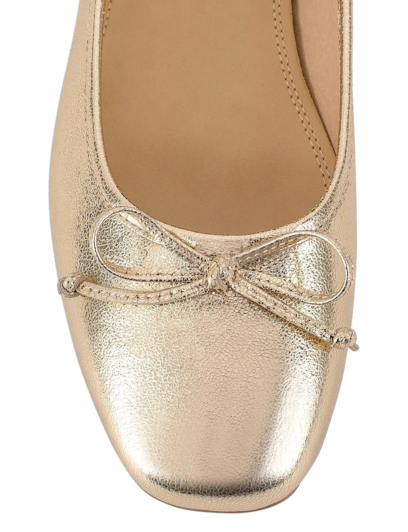 Regina Square Toe Ballet Flats - Gold Leather