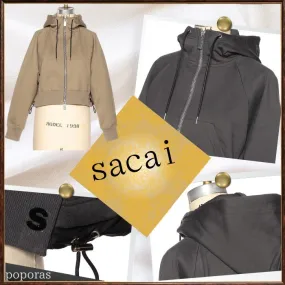 sacai  |Street Style Long Sleeves Plain Cotton Hoodies & Sweatshirts