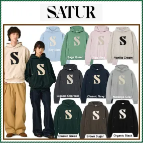 SATUR  |Unisex Street Style Plain Cotton Logo Hoodies & Sweatshirts