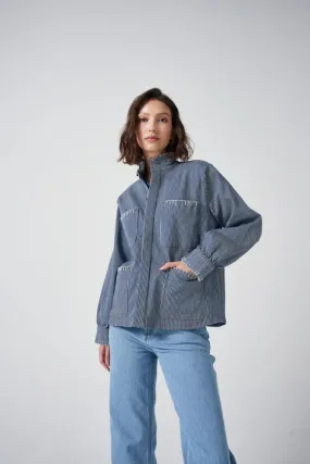 Seventy + Mochi Pablo Jacket - Striped Denim: Size 12