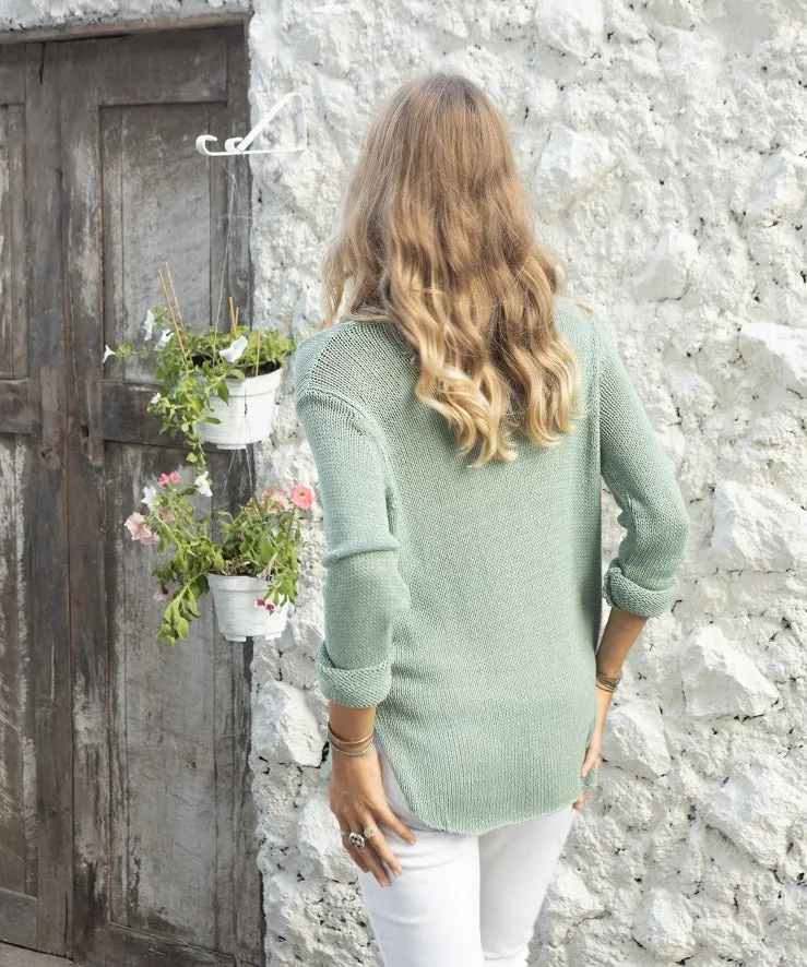 Shirt Tail V Cotton Sweater