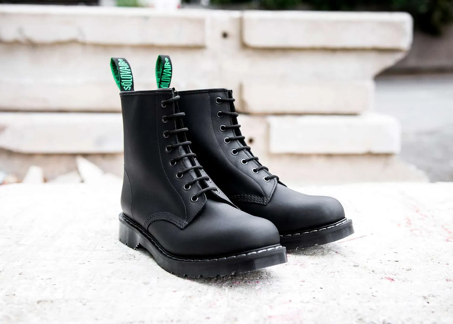 Solovair - Black Greasy 8 Eye Derby Boot | Dark Ages