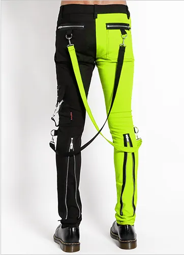 SPLIT LEG BONDAGE PANT BLK/LIME