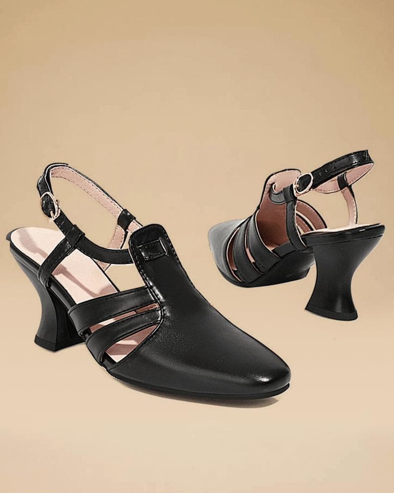 Square Toe Adjusting Buckle Heels