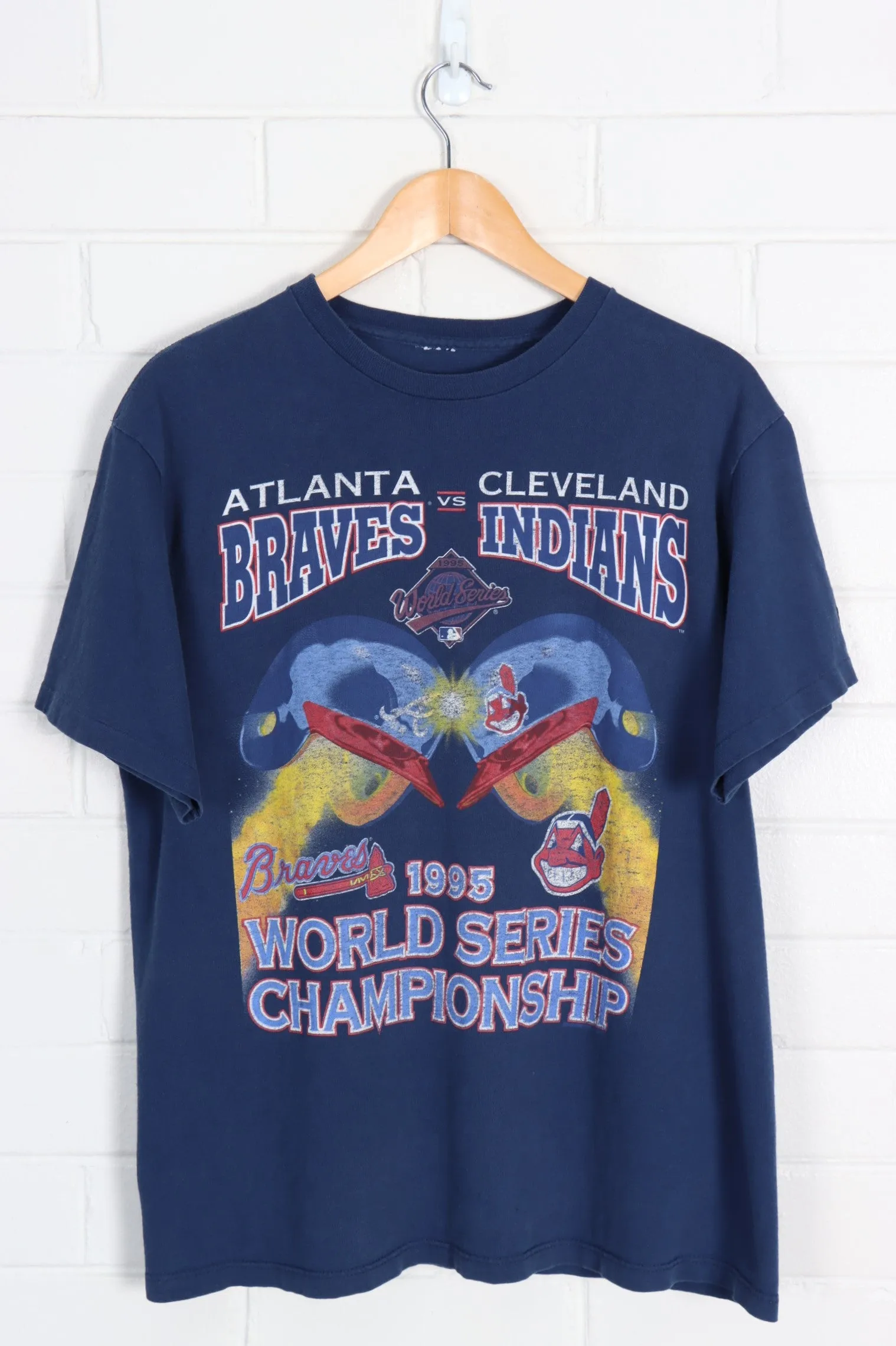 STARTER 1995 Vintage World Series Indians vs Braves MLB Tee (L)