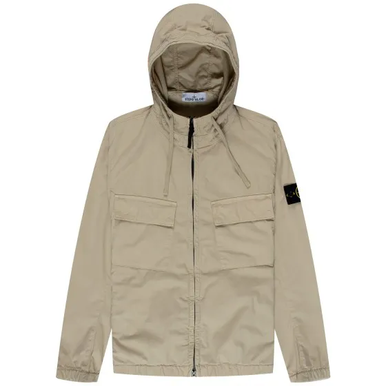 Stone Island Supima Cotton Twill Hooded Jacket Beige