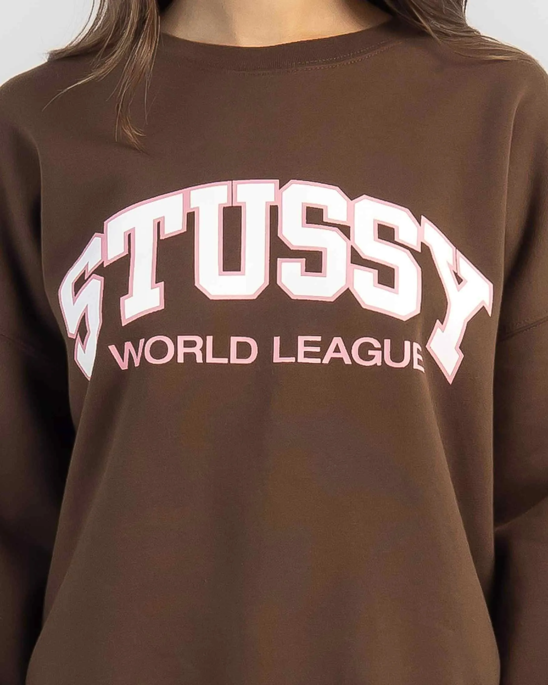 STUSSY  |Crew Neck Long Sleeves Plain Cotton Hoodies & Sweatshirts