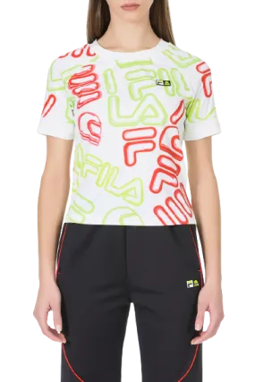 T-SHIRT CROPPED AOP FILA VR46 RIDERS ACADEMY DONNA