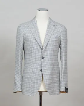 Tagliatore Wool Silk & Linen Houndstooth Jacket / Light Grey