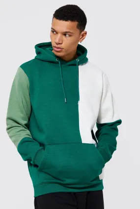 Tall Colour Block Patchwork Hoodie | boohooMAN UK